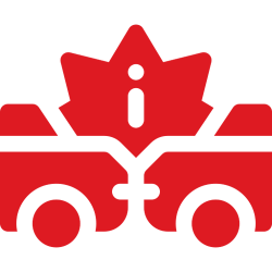 Red icon with car and maple leaf symbol.