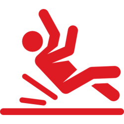 Red sign depicting a person slipping on a surface.